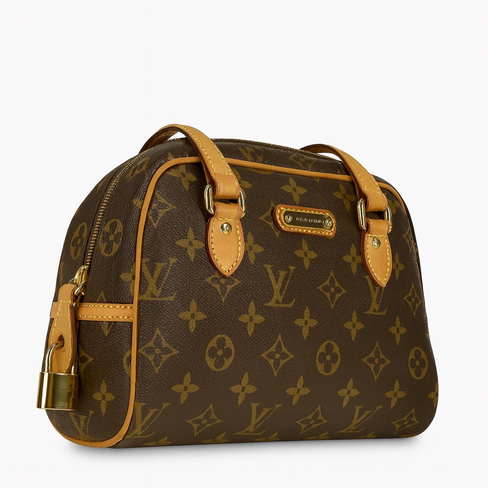 Louis Vuitton Montorgueil PM Monogram Canvas Satchel Bag w/ Lock & Key